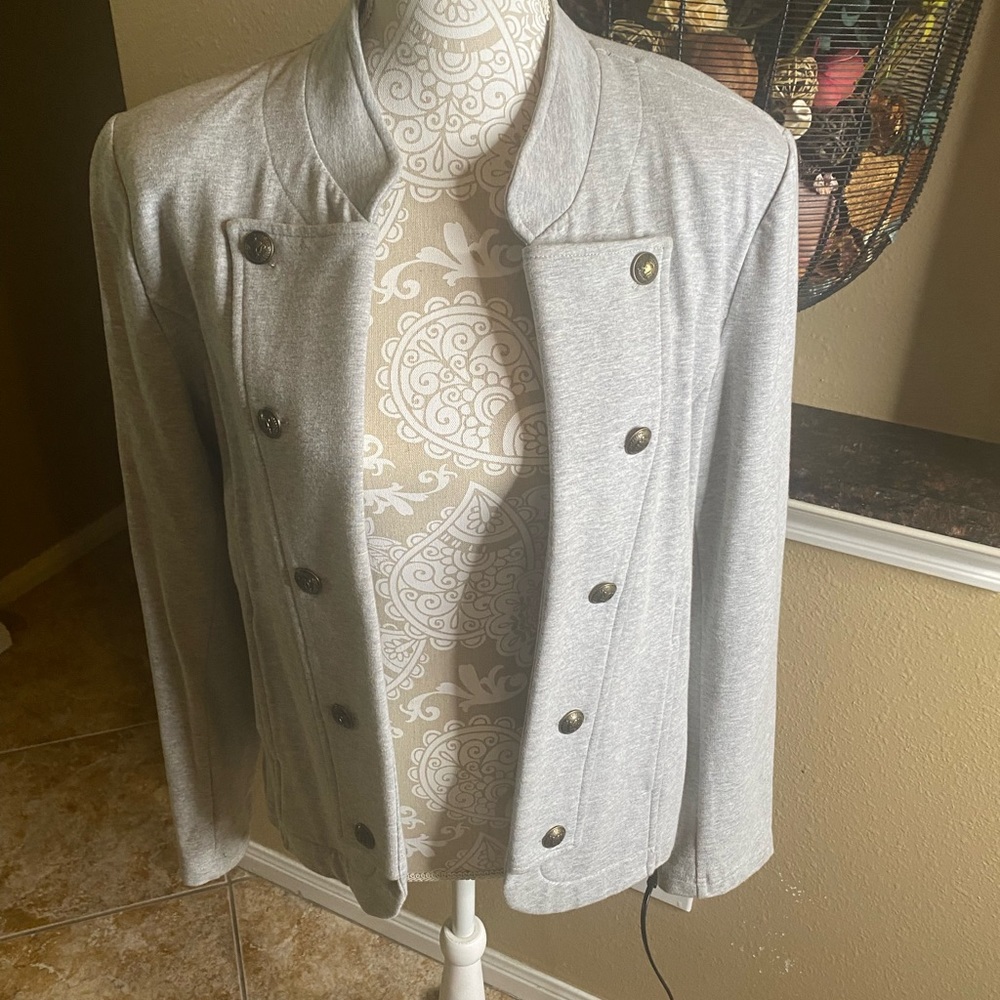Military Style Blazer light gray, with bronze buttons